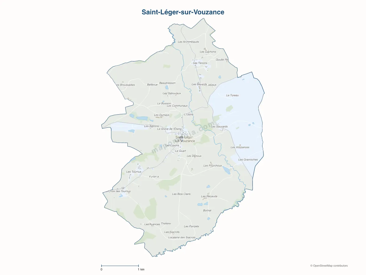 Carte de Saint-Léger-sur-Vouzance à personnaliser