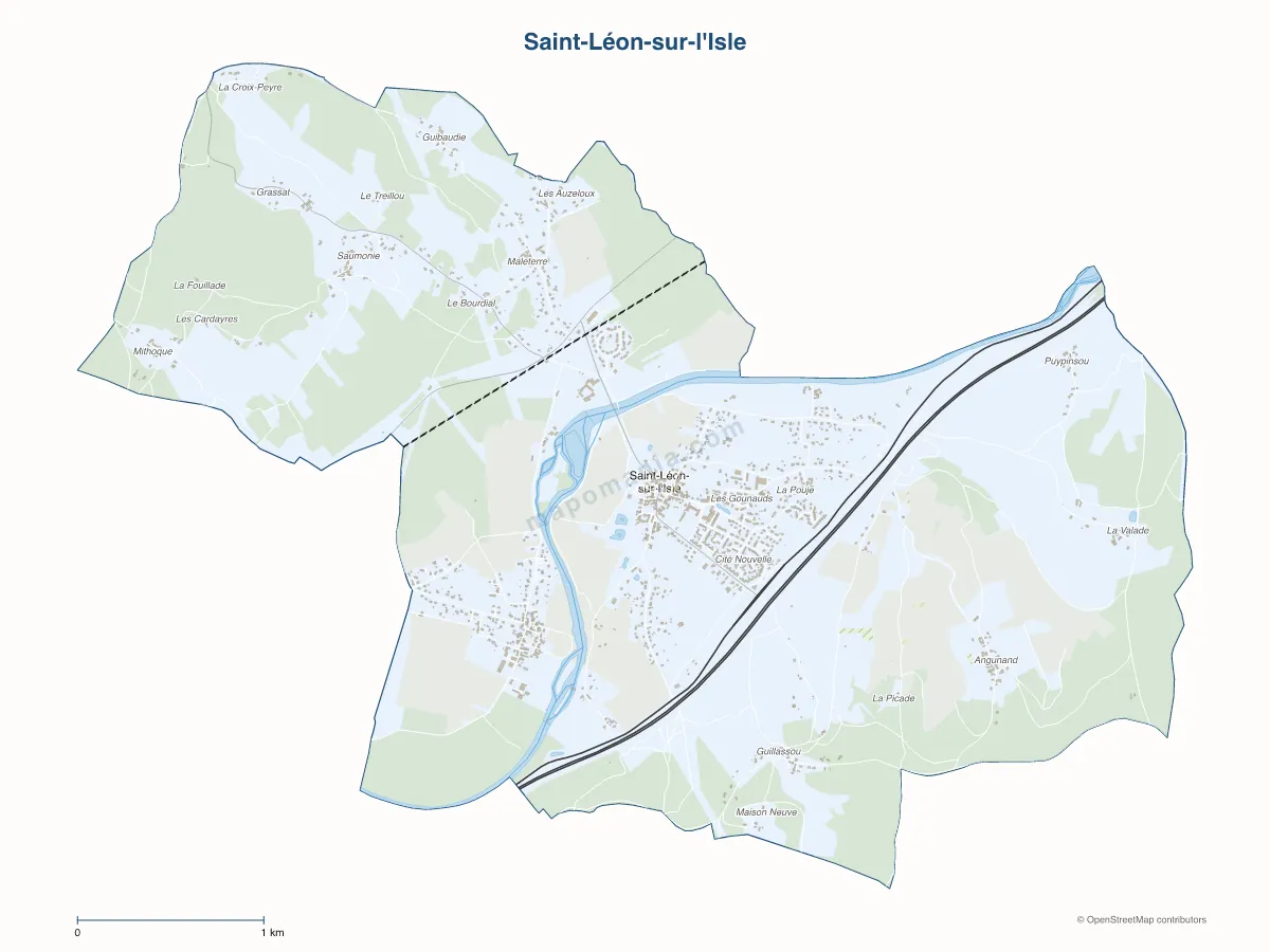 Carte de Saint-Léon-sur-l'Isle à personnaliser