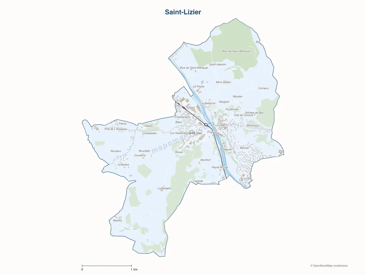 Carte de Saint-Lizier à personnaliser