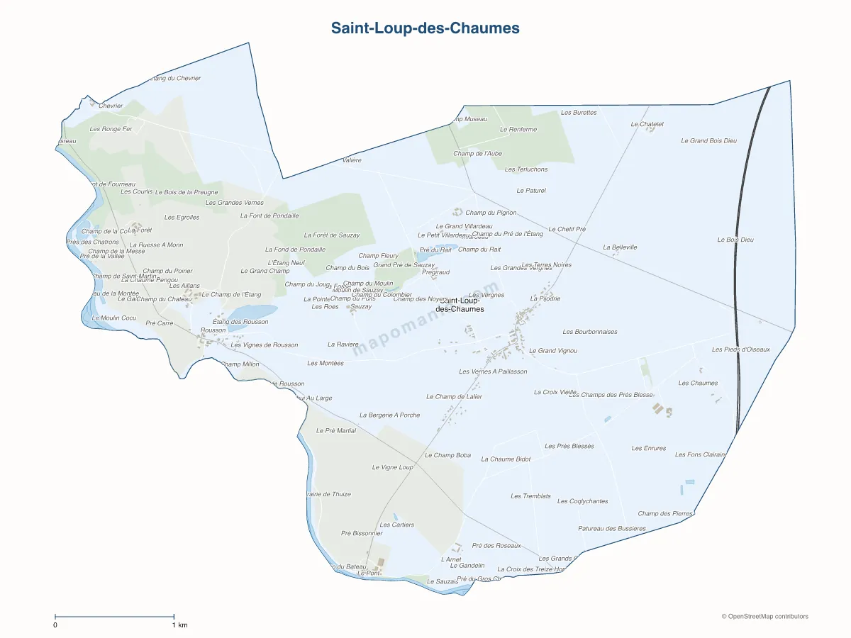 Carte de Saint-Loup-des-Chaumes à personnaliser