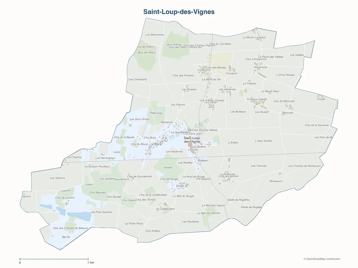 Carte de Saint-Loup-des-Vignes à personnaliser