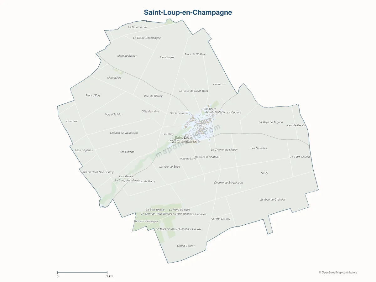 Carte de Saint-Loup-en-Champagne à personnaliser