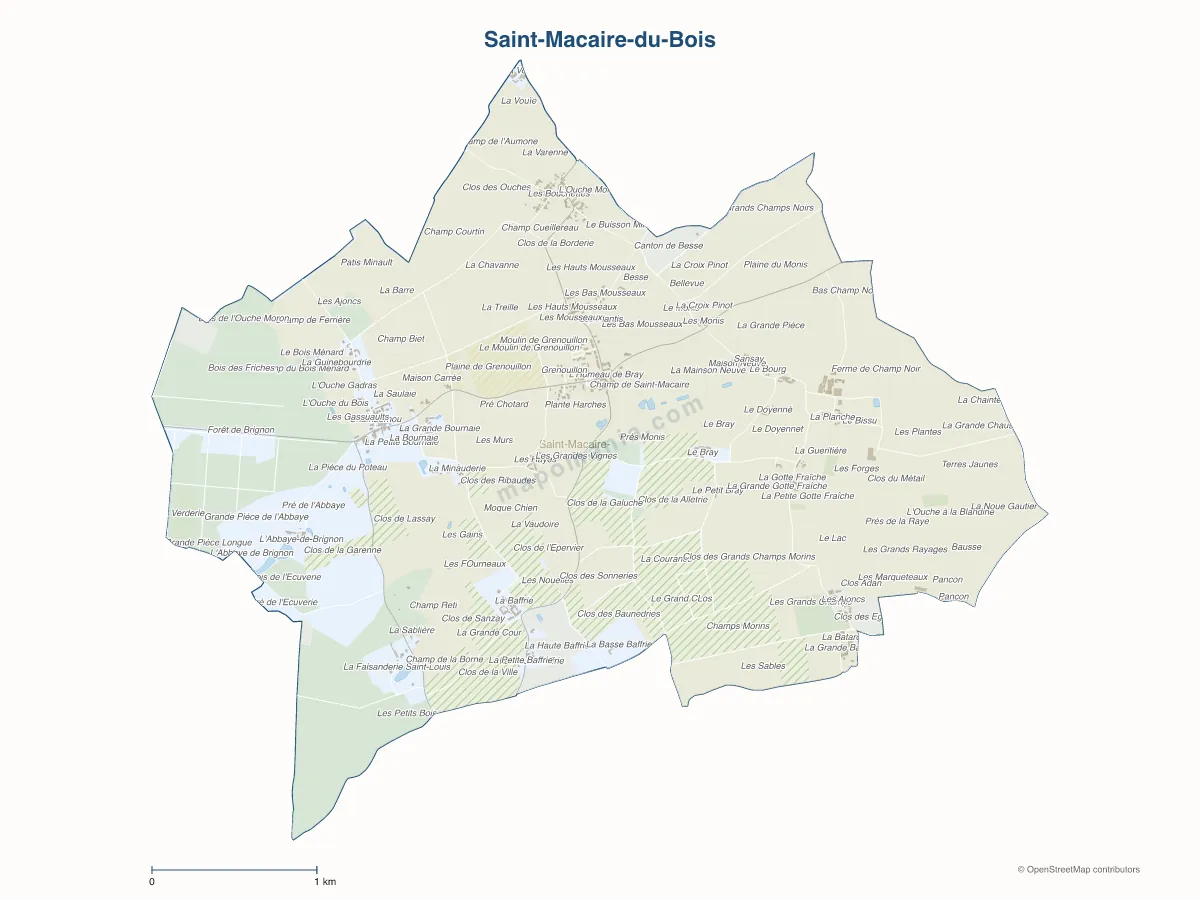Carte de Saint-Macaire-du-Bois à personnaliser