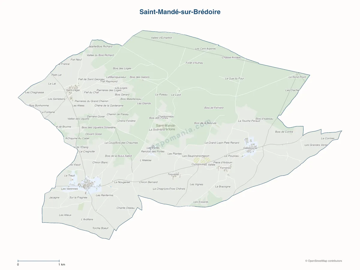 Carte de Saint-Mandé-sur-Brédoire à personnaliser