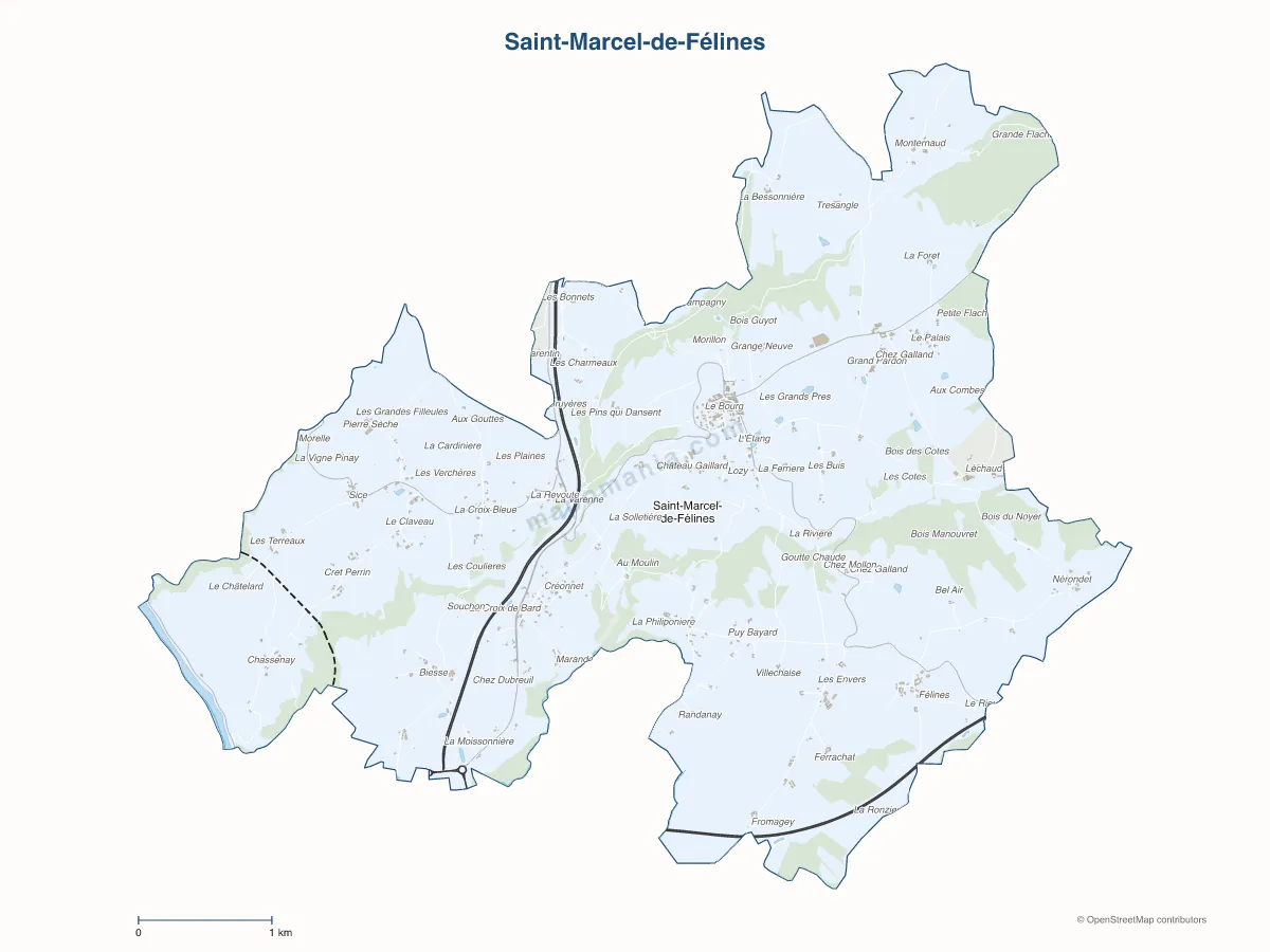 Carte de Saint-Marcel-de-Félines à personnaliser