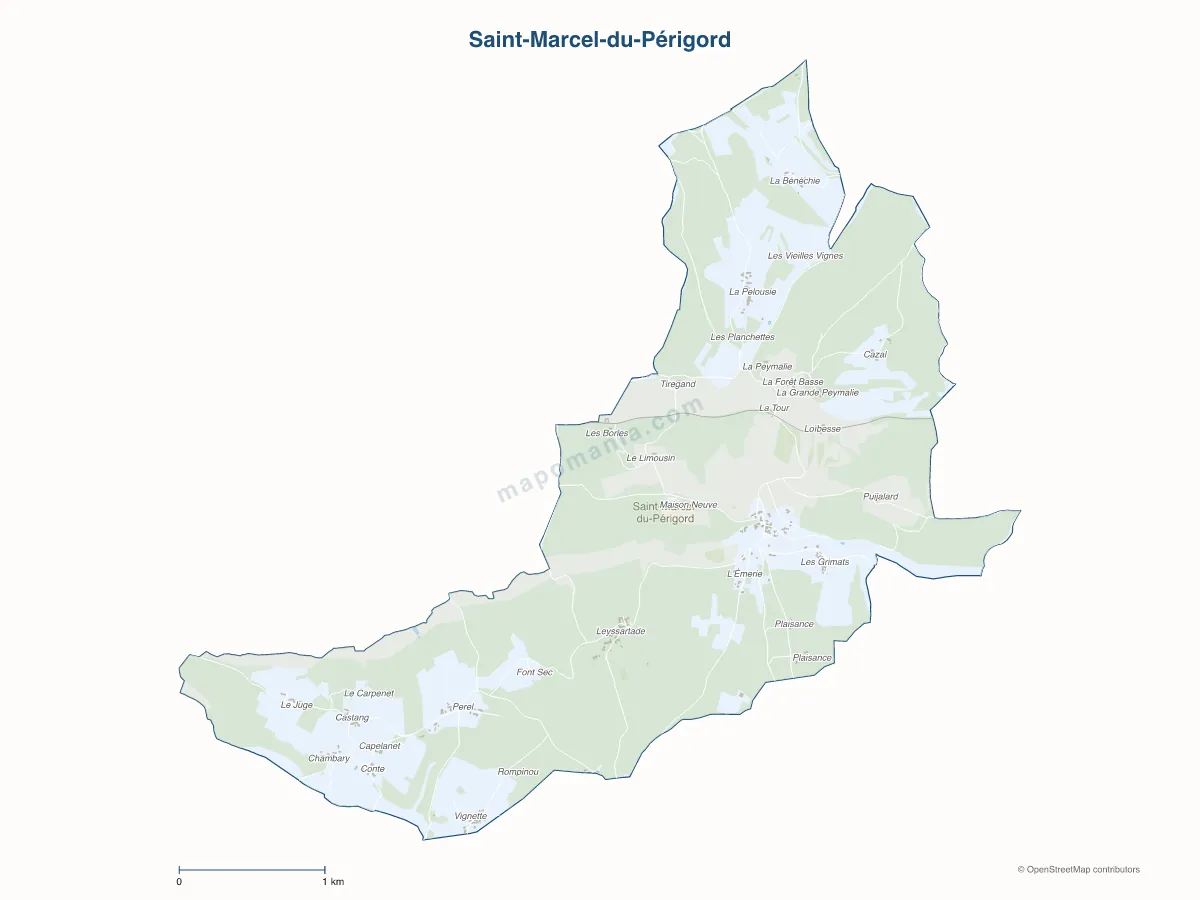 Carte de Saint-Marcel-du-Périgord à personnaliser