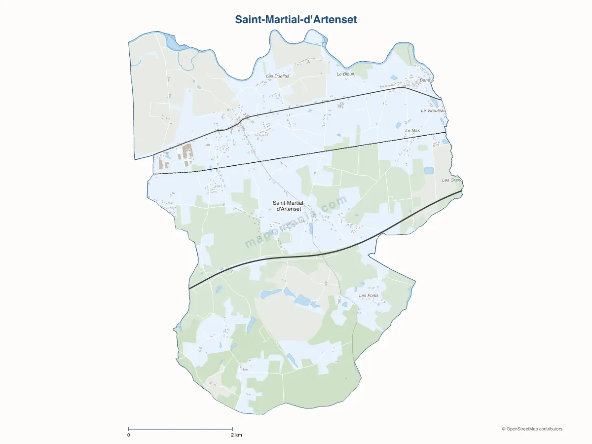 Carte de Saint-Martial-d'Artenset à personnaliser