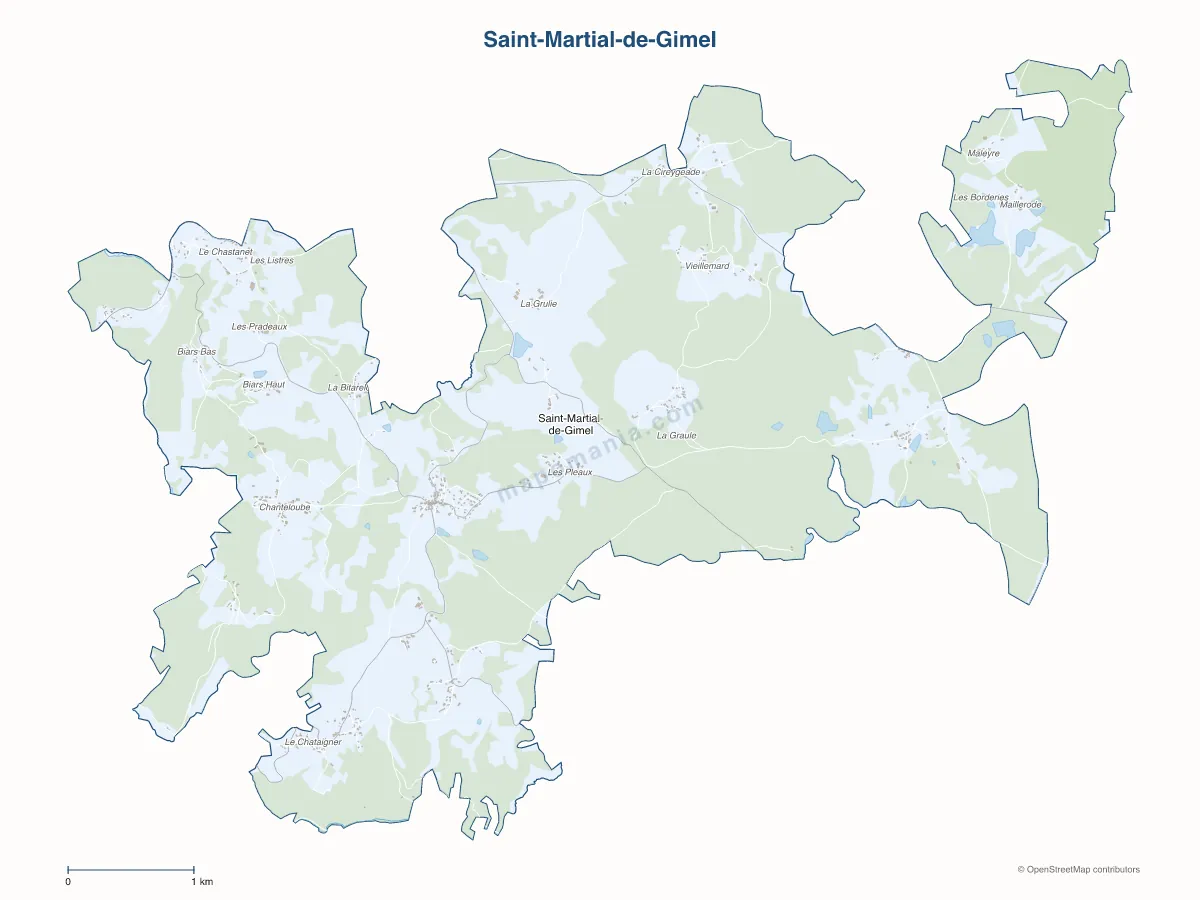 Carte de Saint-Martial-de-Gimel à personnaliser