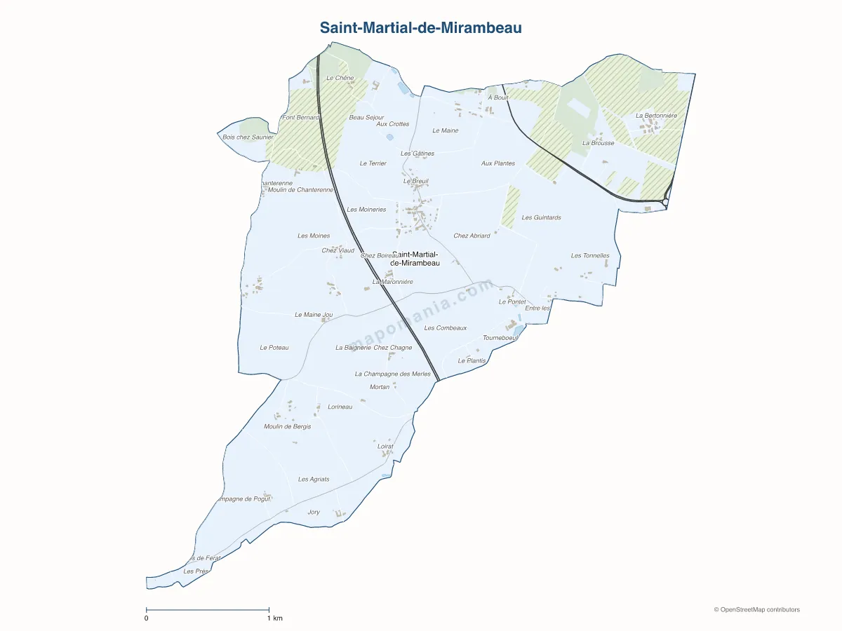 Carte de Saint-Martial-de-Mirambeau à personnaliser