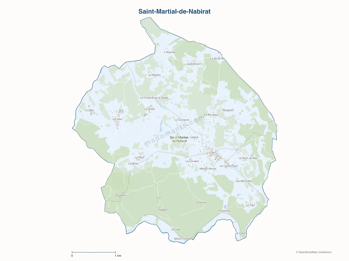 Carte de Saint-Martial-de-Nabirat à personnaliser