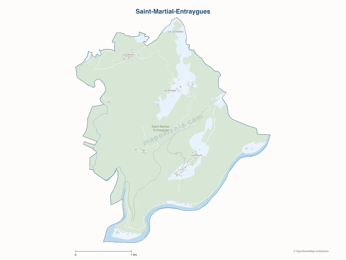 Carte de Saint-Martial-Entraygues à personnaliser