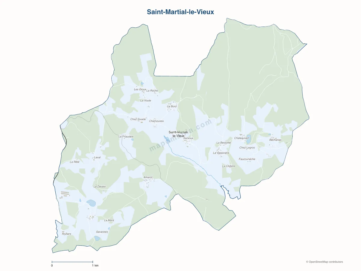 Carte de Saint-Martial-le-Vieux à personnaliser