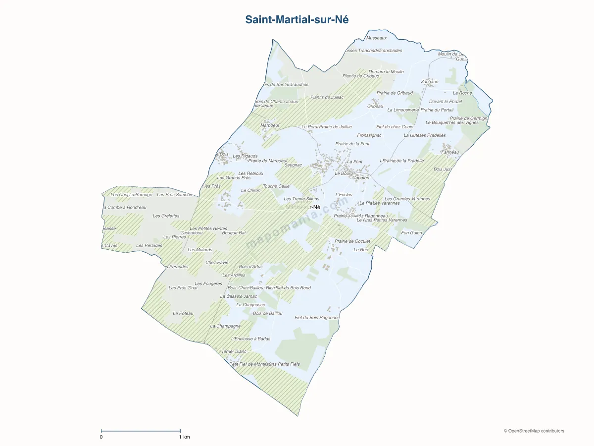 Carte de Saint-Martial-sur-Né à personnaliser