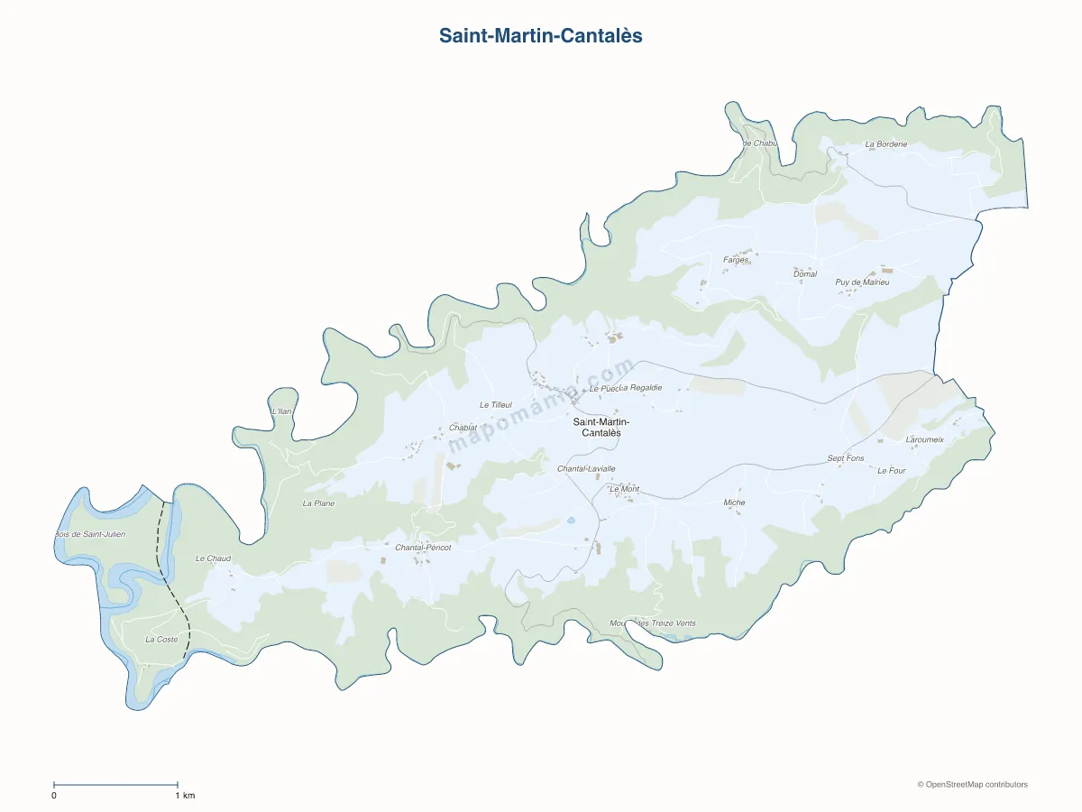 Carte de Saint-Martin-Cantalès à personnaliser