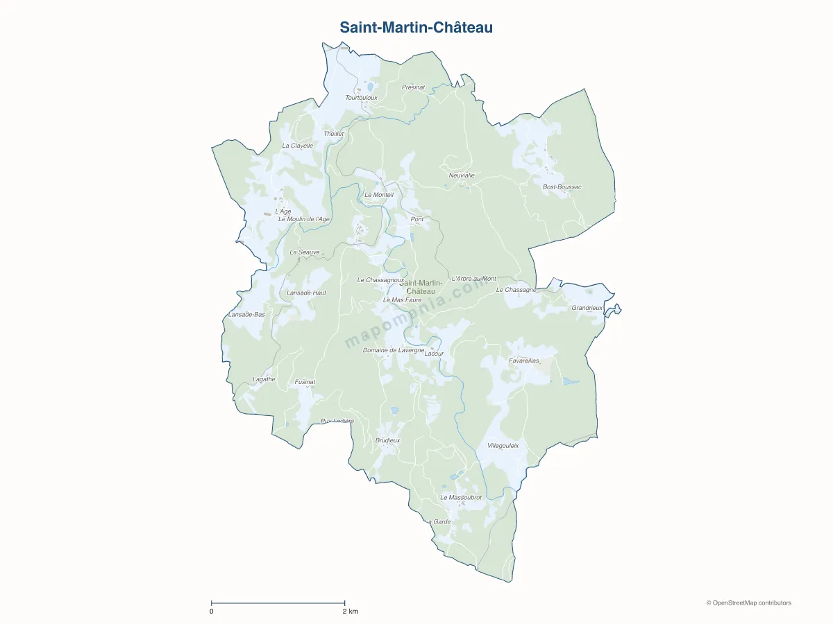 Carte de Saint-Martin-Château à personnaliser