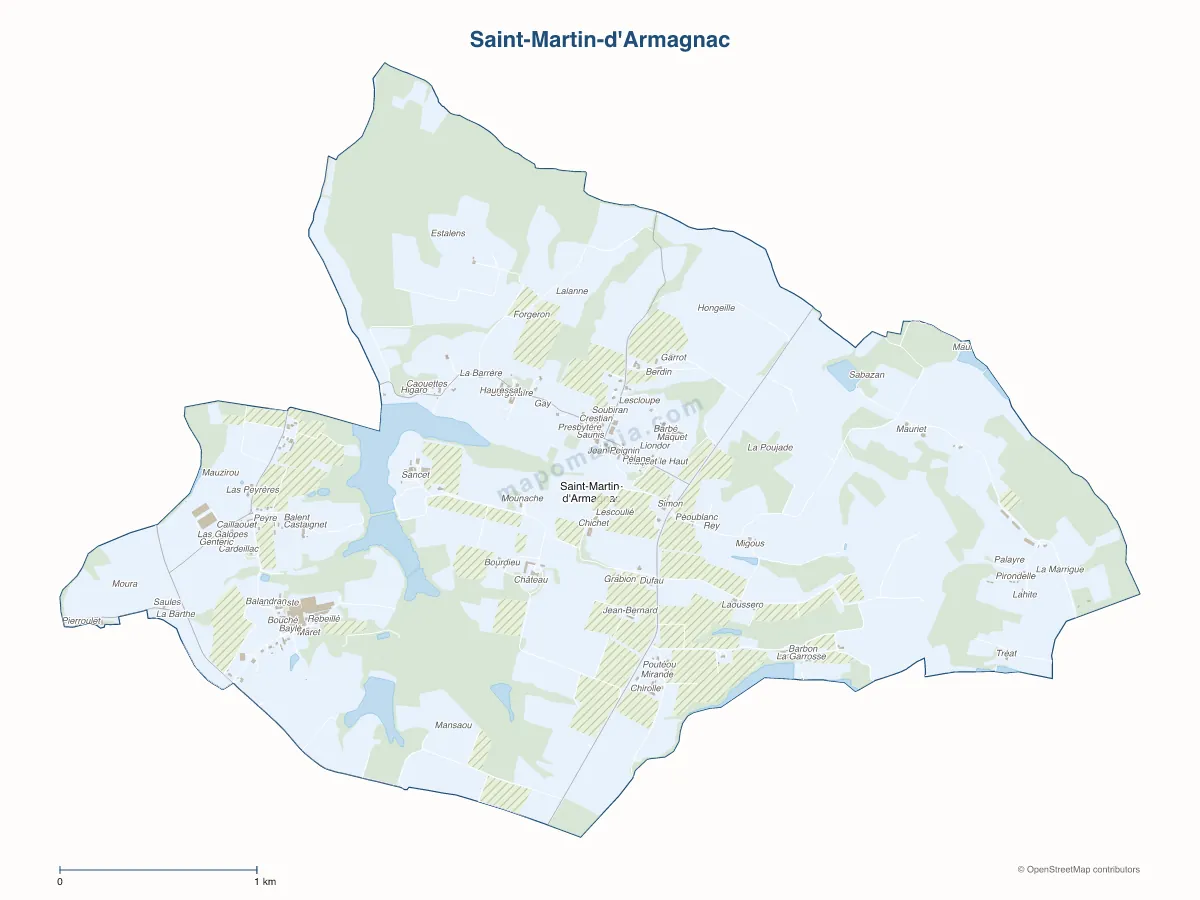 Carte de Saint-Martin-d'Armagnac à personnaliser