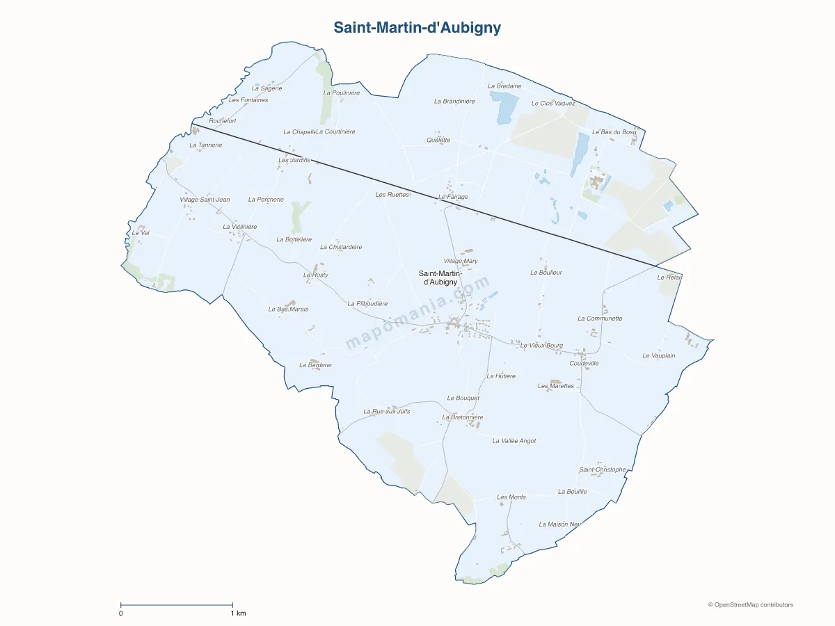 Carte de Saint-Martin-d'Aubigny à personnaliser