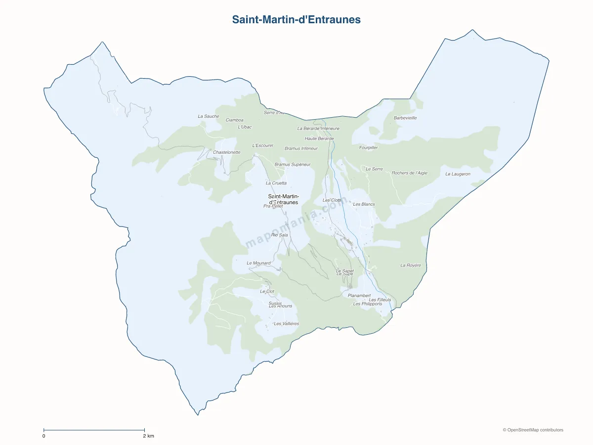 Carte de Saint-Martin-d'Entraunes à personnaliser