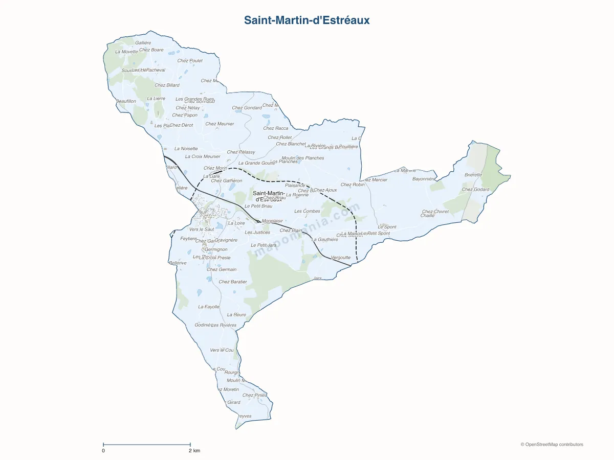 Carte de Saint-Martin-d'Estréaux à personnaliser