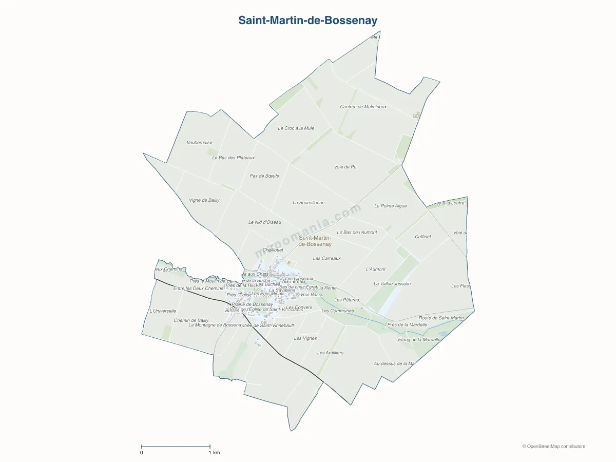 Carte de Saint-Martin-de-Bossenay à personnaliser