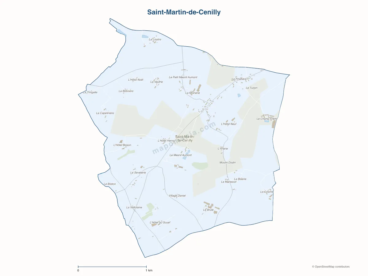 Carte de Saint-Martin-de-Cenilly à personnaliser