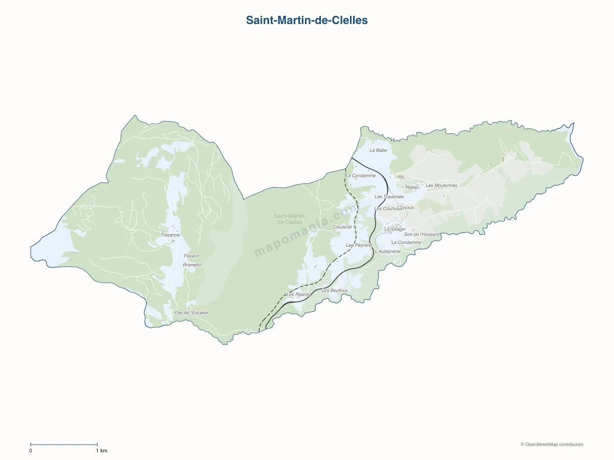 Carte de Saint-Martin-de-Clelles à personnaliser