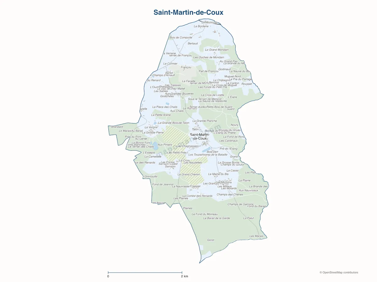 Carte de Saint-Martin-de-Coux à personnaliser