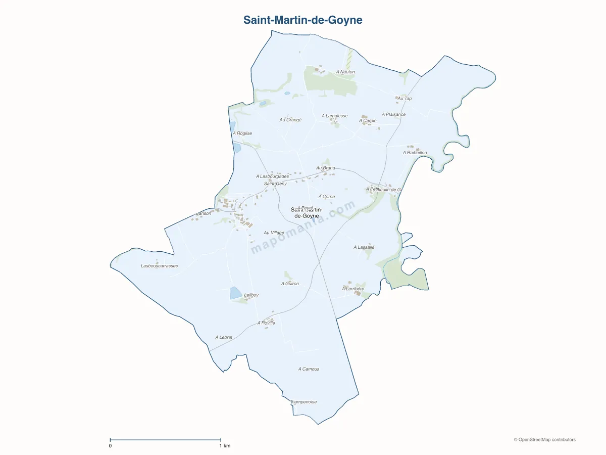 Carte de Saint-Martin-de-Goyne à personnaliser