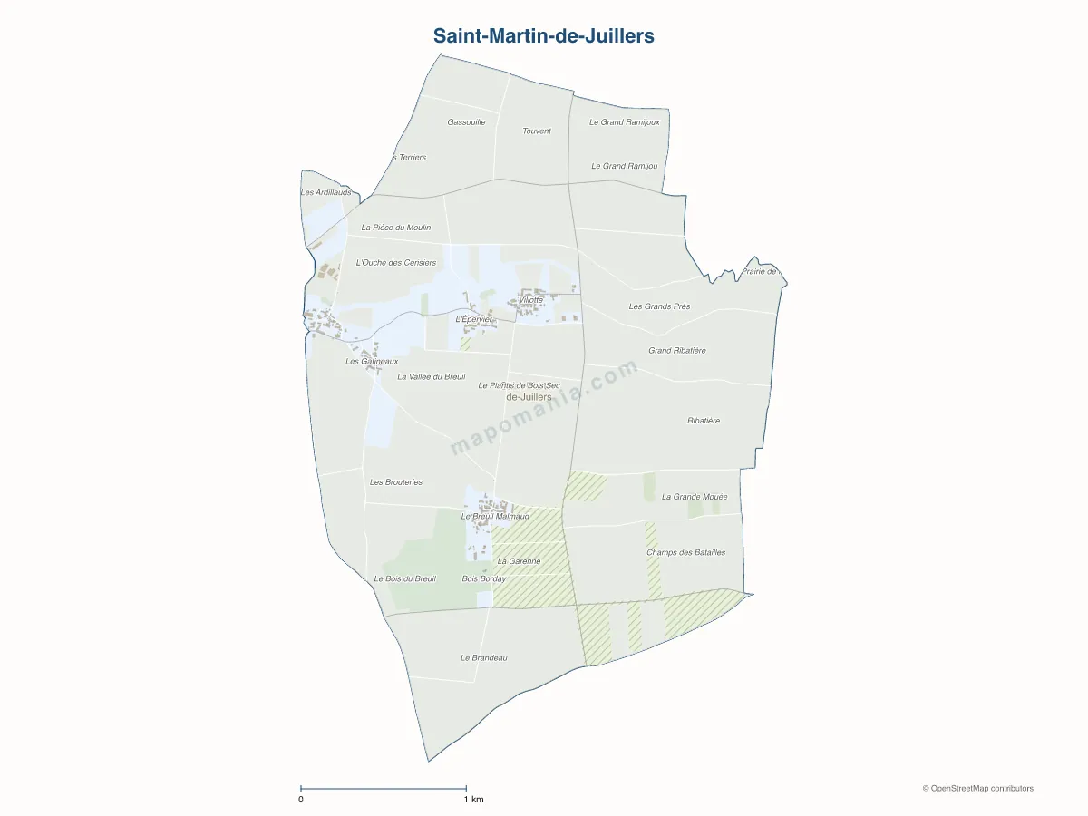 Carte de Saint-Martin-de-Juillers à personnaliser