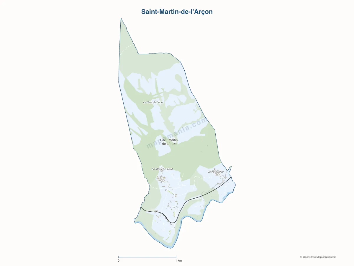 Carte de Saint-Martin-de-l'Arçon à personnaliser