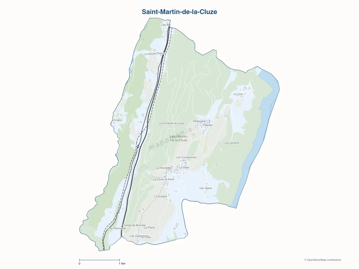 Carte de Saint-Martin-de-la-Cluze à personnaliser
