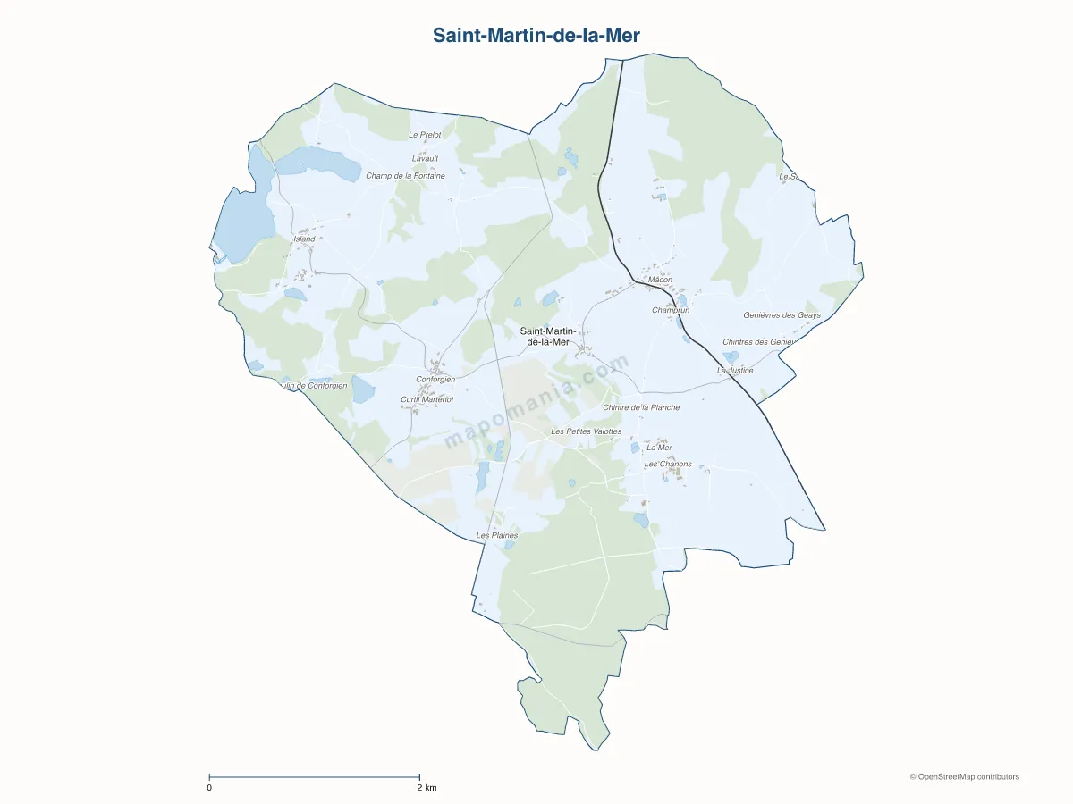 Carte de Saint-Martin-de-la-Mer à personnaliser