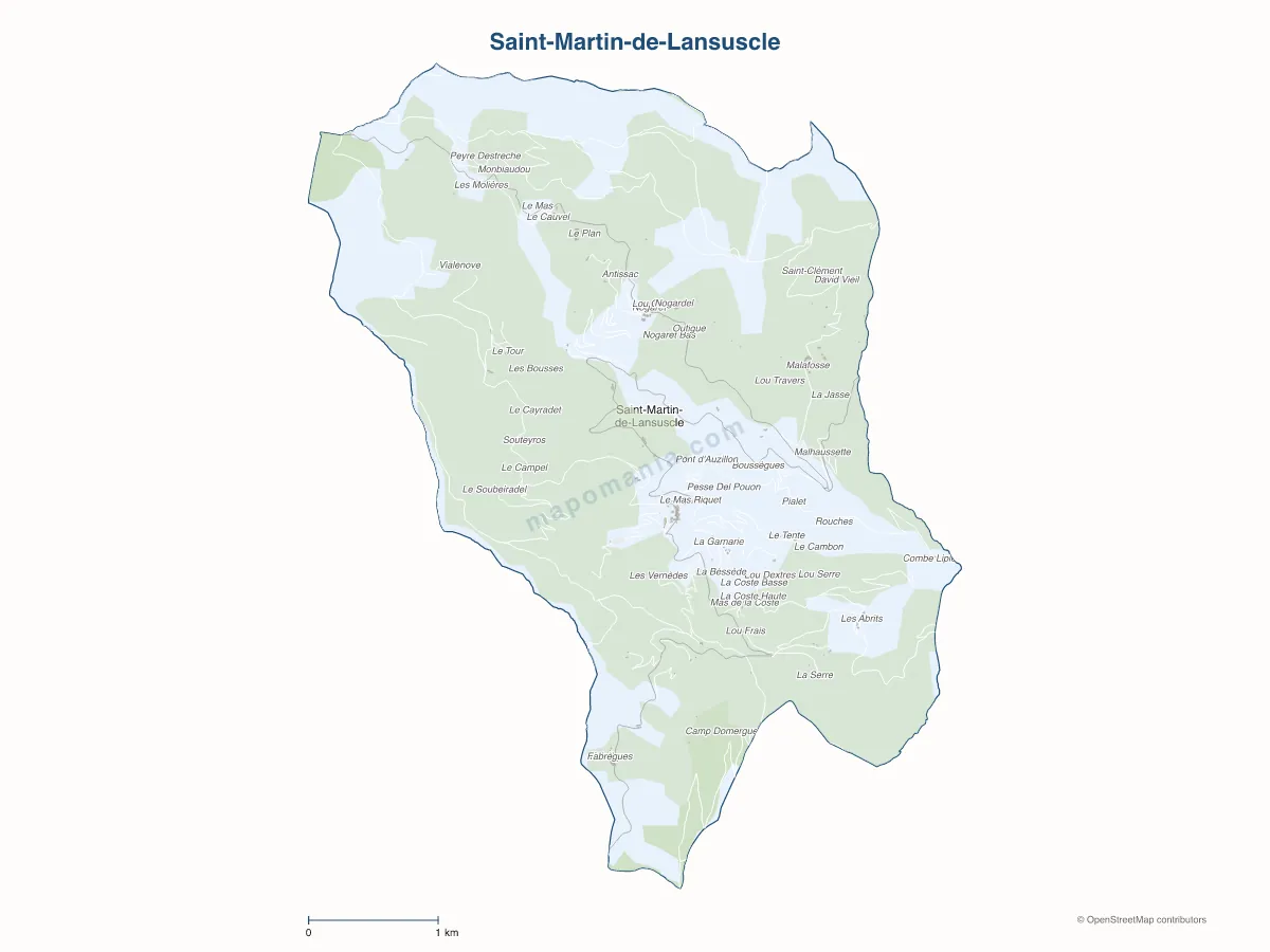 Carte de Saint-Martin-de-Lansuscle à personnaliser