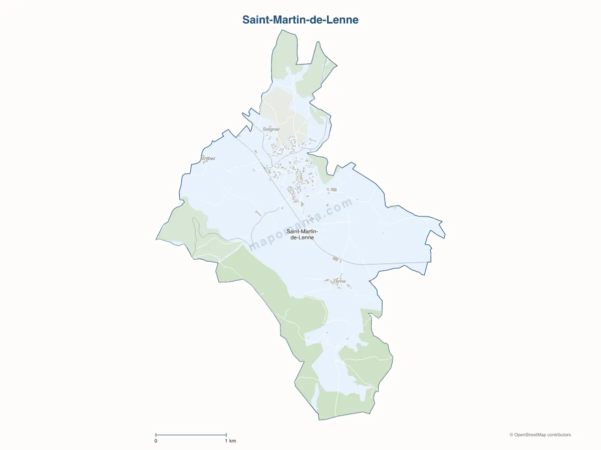 Carte de Saint-Martin-de-Lenne à personnaliser