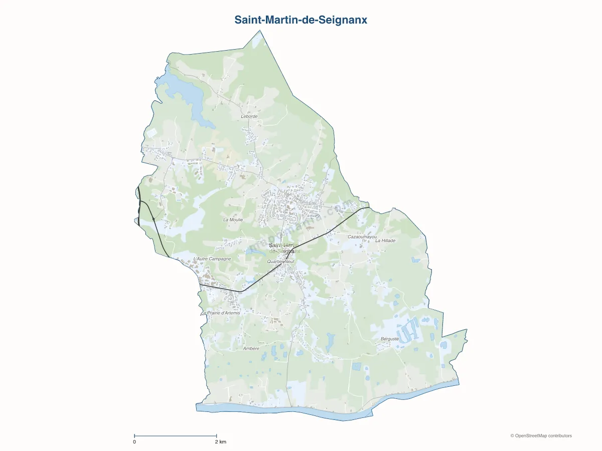 Carte de Saint-Martin-de-Seignanx à personnaliser