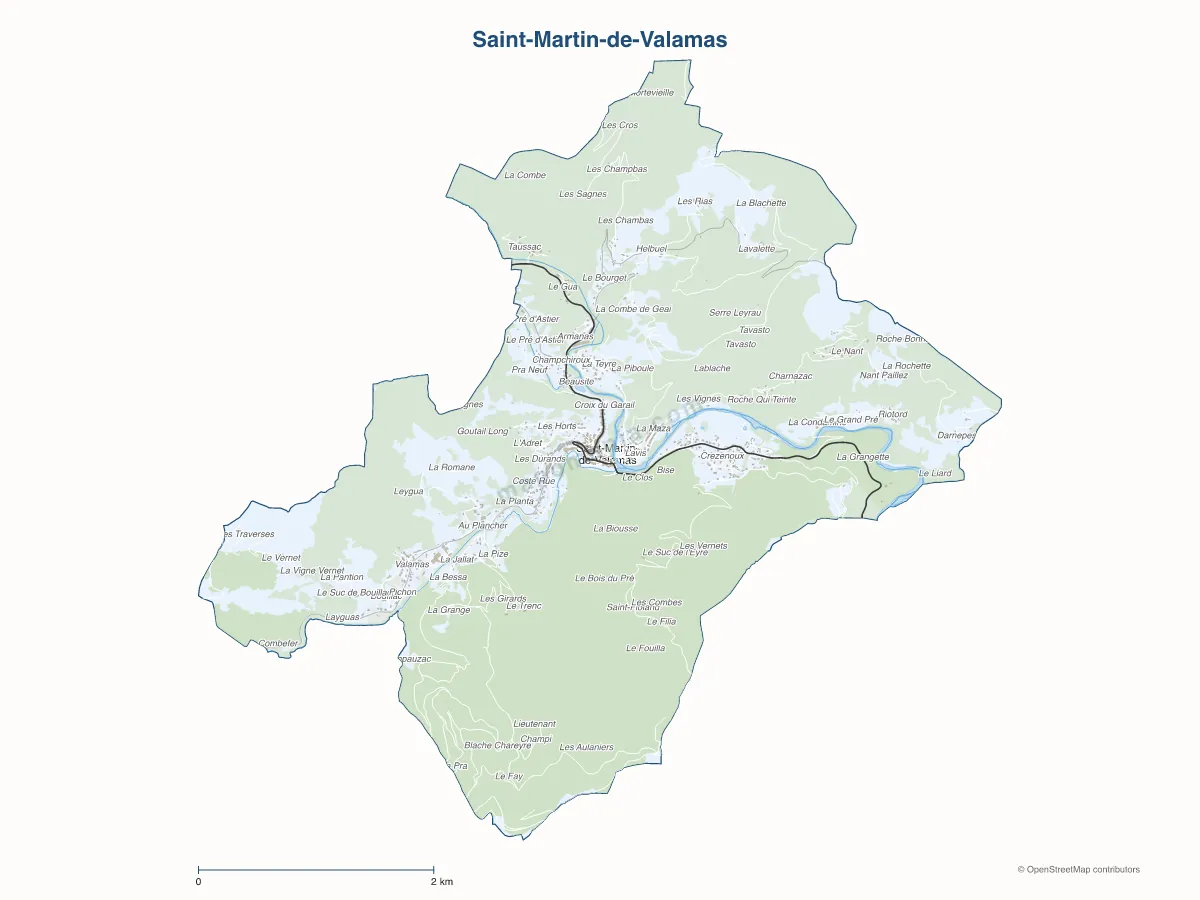 Carte de Saint-Martin-de-Valamas à personnaliser