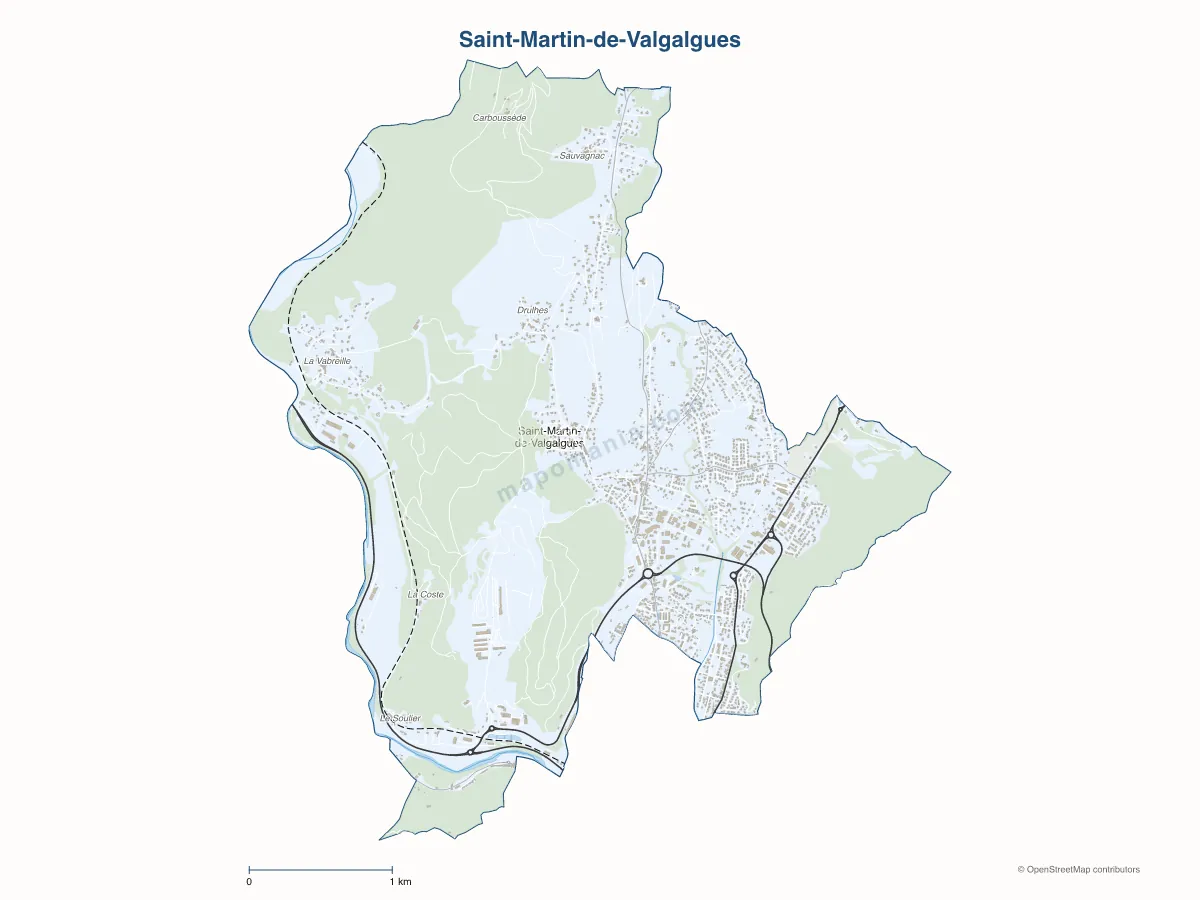 Carte de Saint-Martin-de-Valgalgues à personnaliser