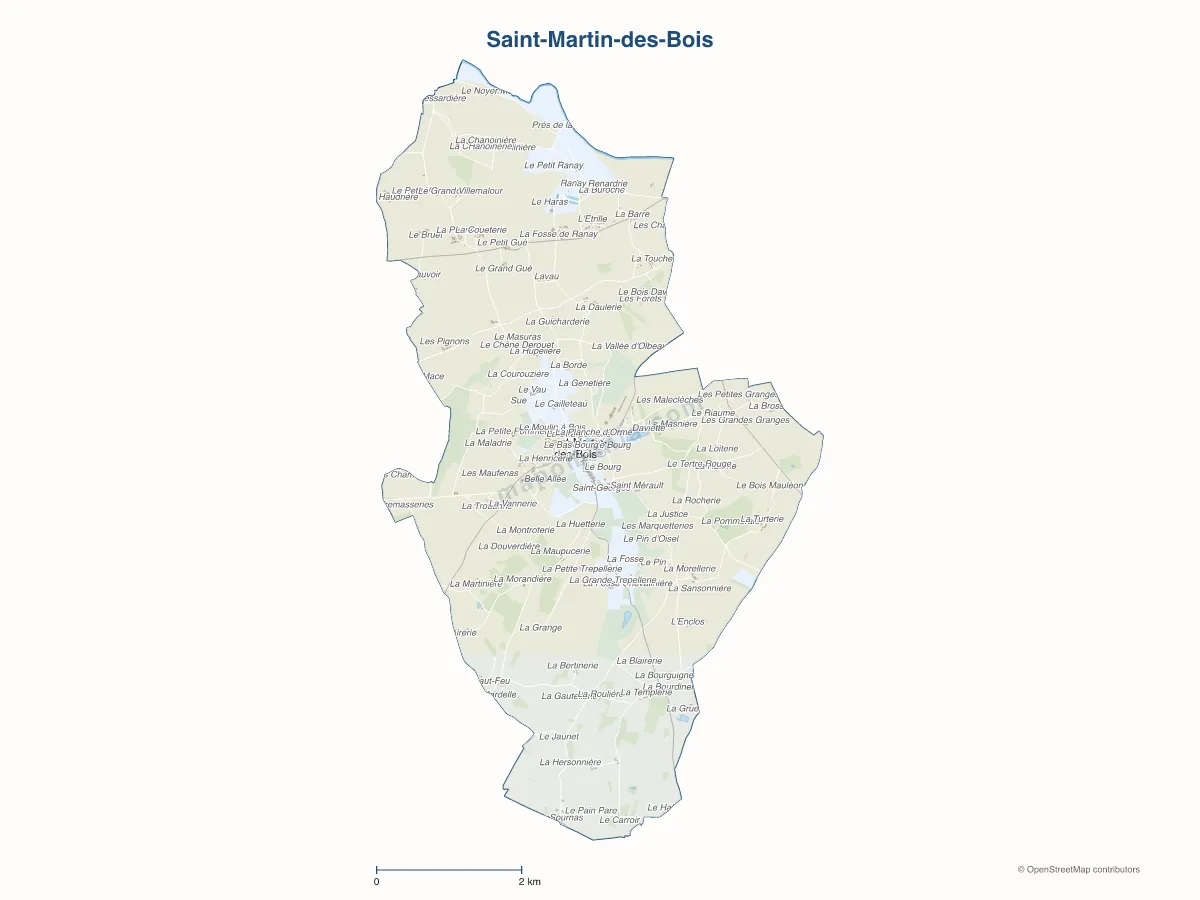 Carte de Saint-Martin-des-Bois à personnaliser