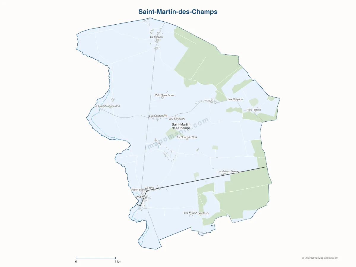 Carte de Saint-Martin-des-Champs à personnaliser
