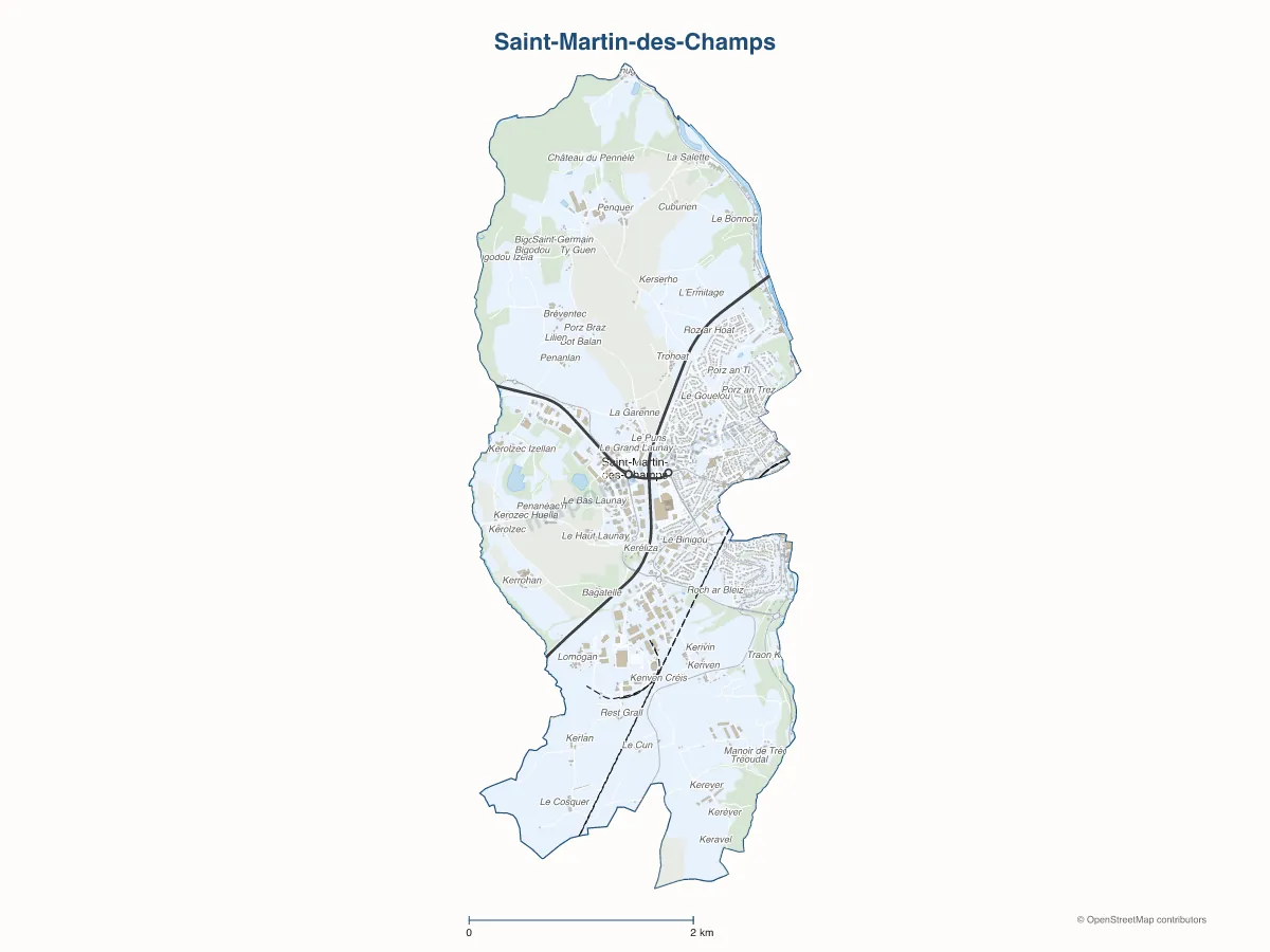 Carte de Saint-Martin-des-Champs à personnaliser