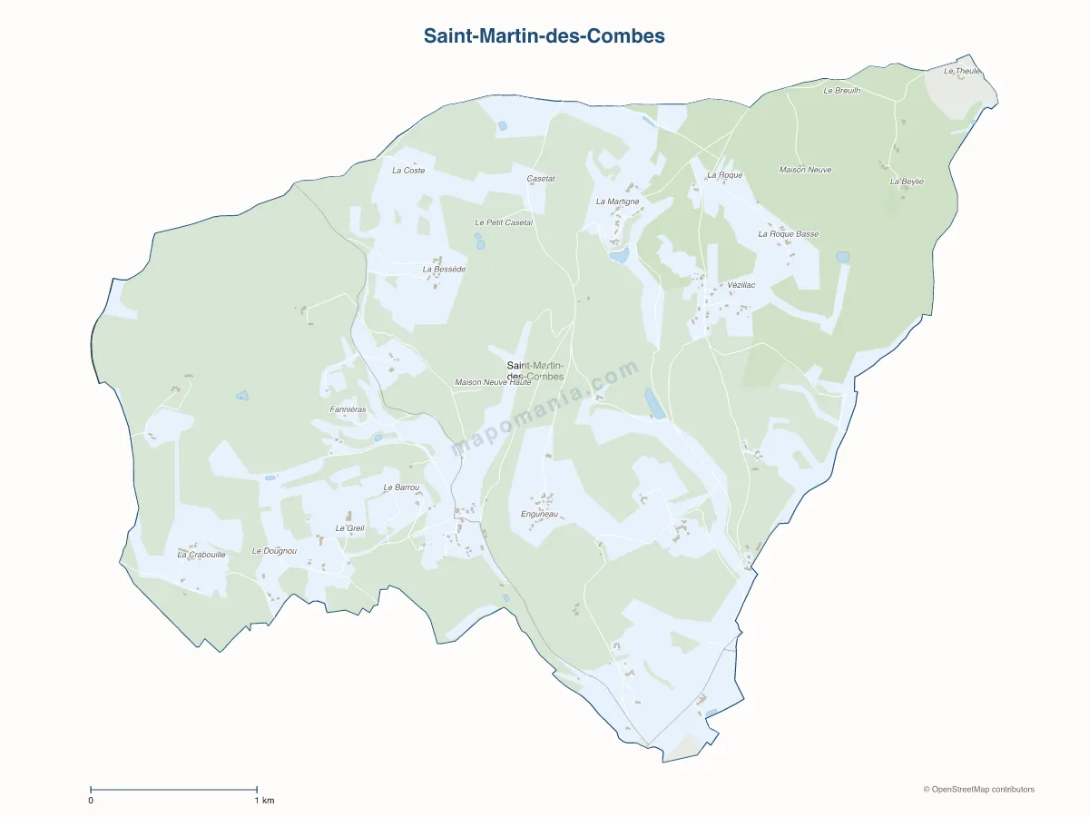 Carte de Saint-Martin-des-Combes à personnaliser