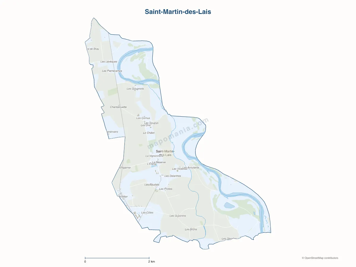 Carte de Saint-Martin-des-Lais à personnaliser