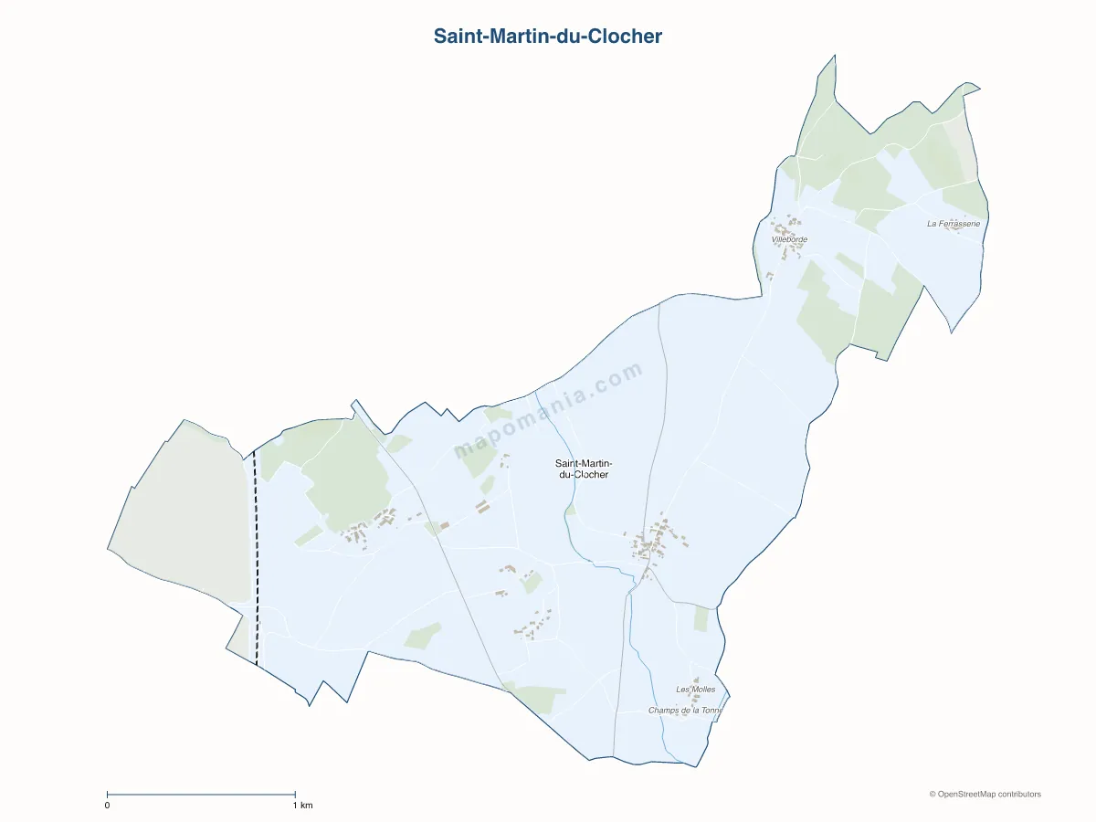 Carte de Saint-Martin-du-Clocher à personnaliser