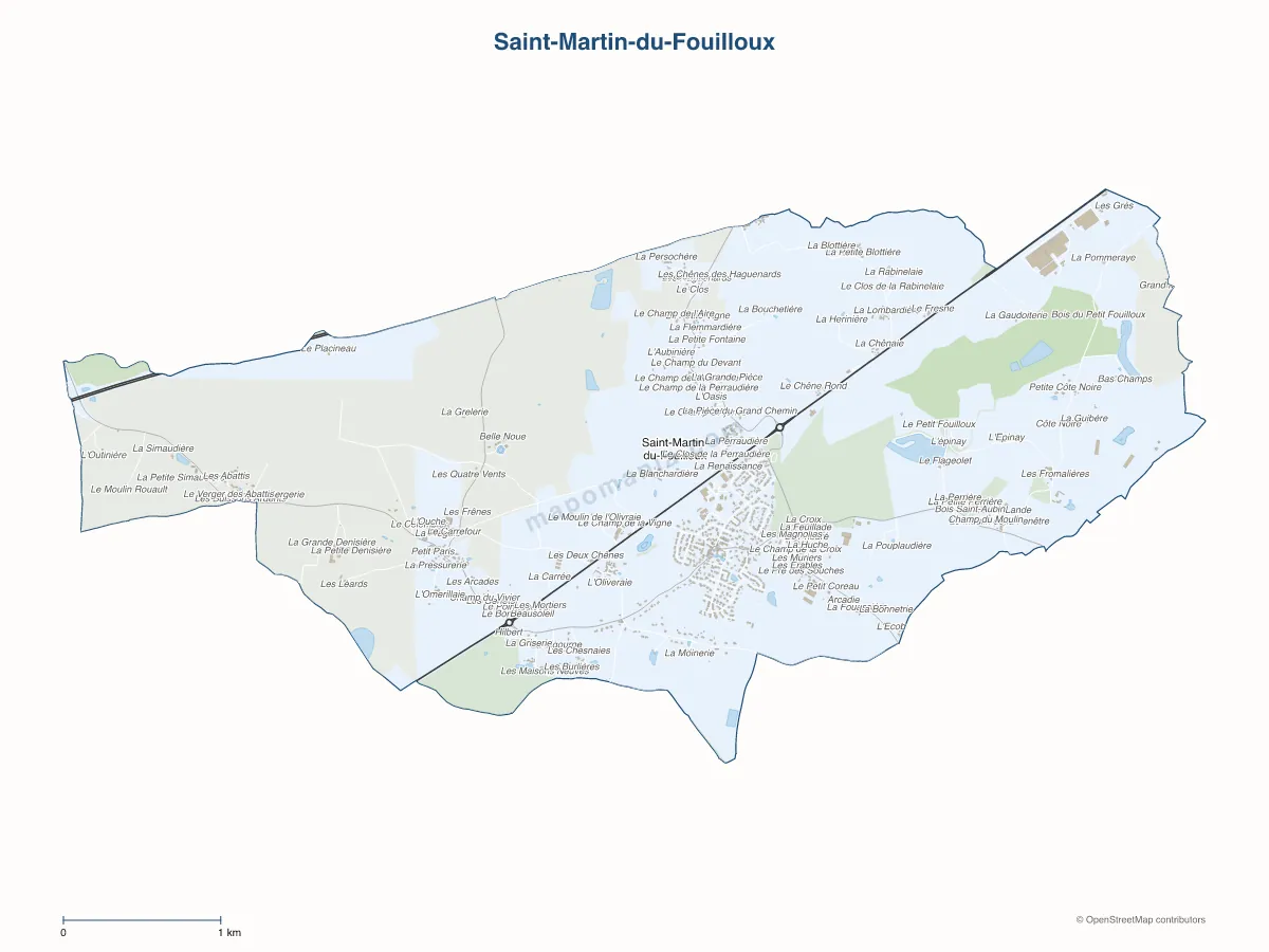 Carte de Saint-Martin-du-Fouilloux à personnaliser
