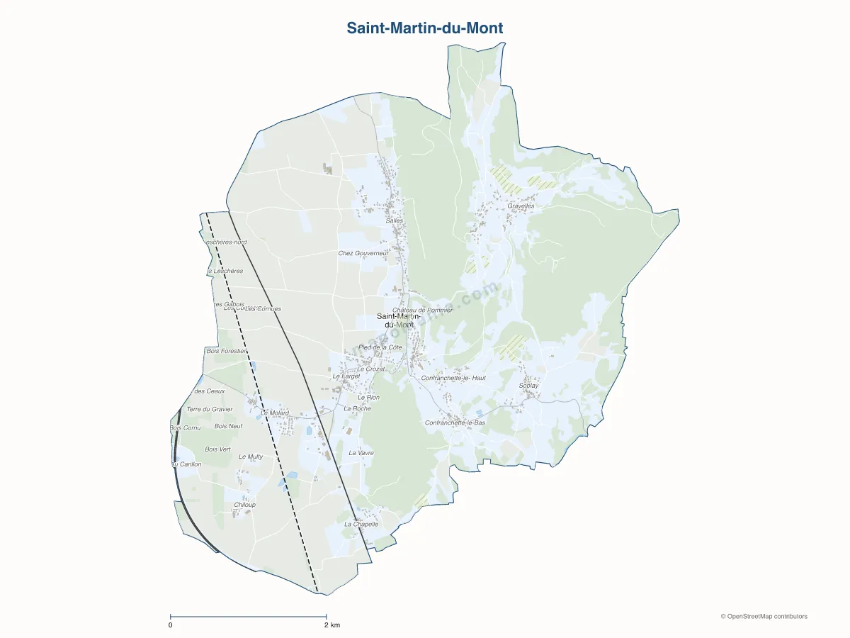 Carte de Saint-Martin-du-Mont à personnaliser