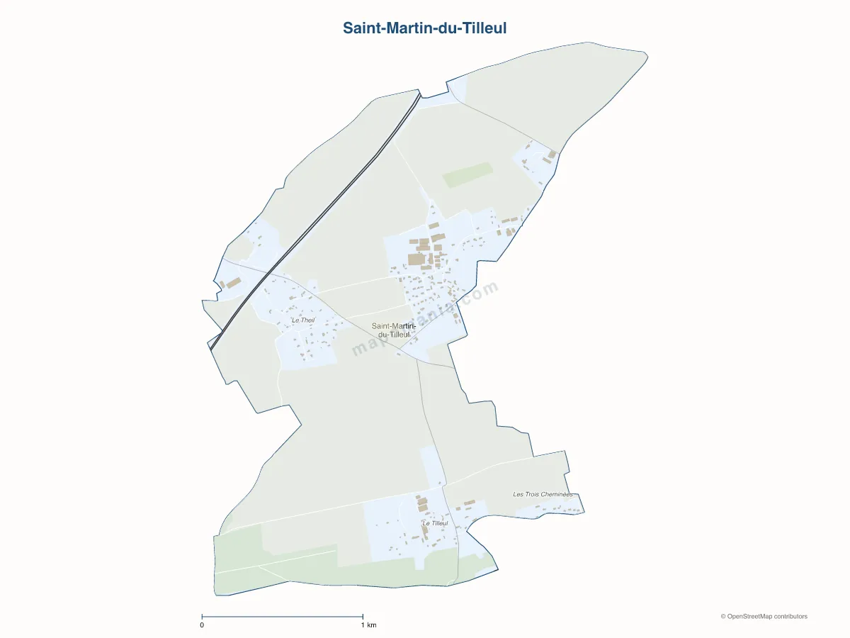 Carte de Saint-Martin-du-Tilleul à personnaliser
