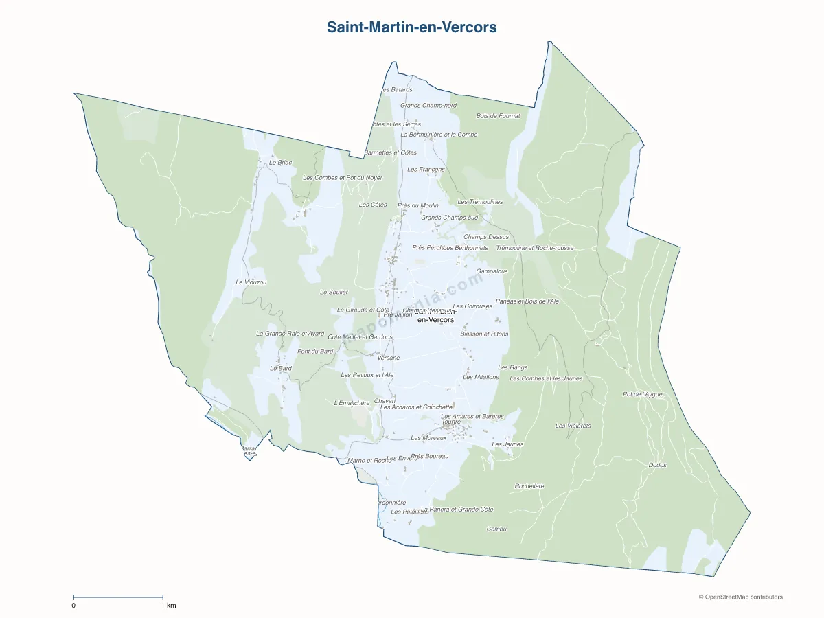 Carte de Saint-Martin-en-Vercors à personnaliser