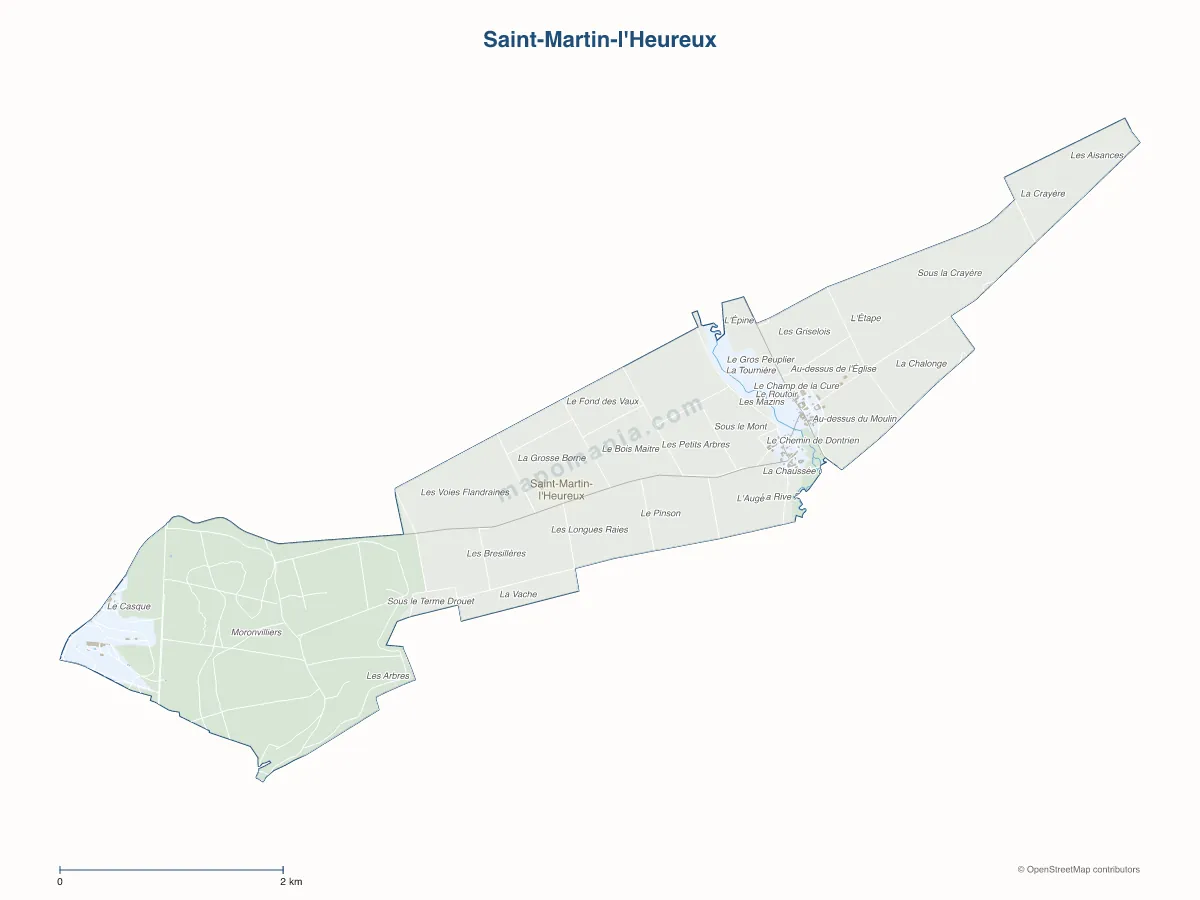 Carte de Saint-Martin-l'Heureux à personnaliser