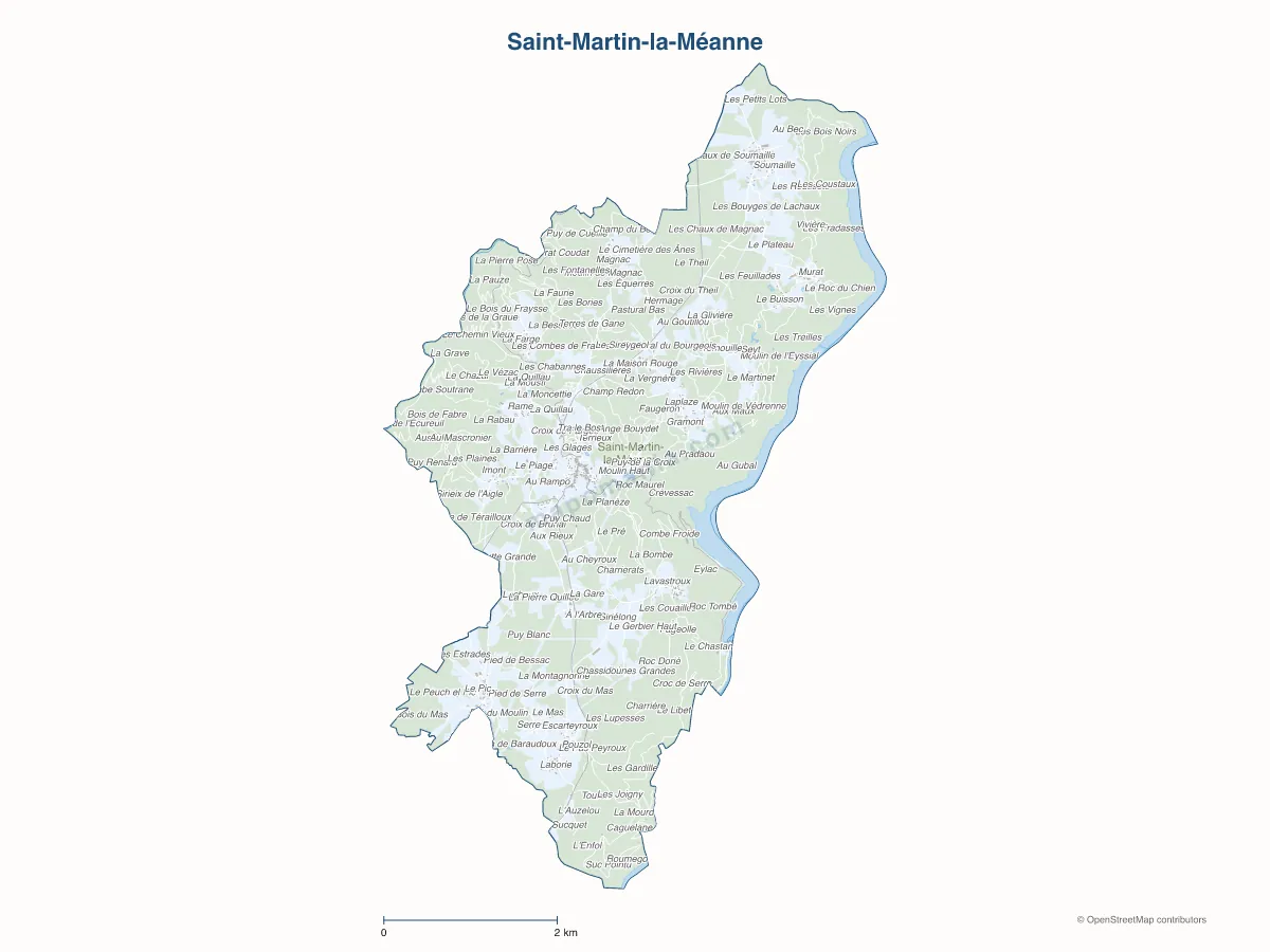 Carte de Saint-Martin-la-Méanne à personnaliser