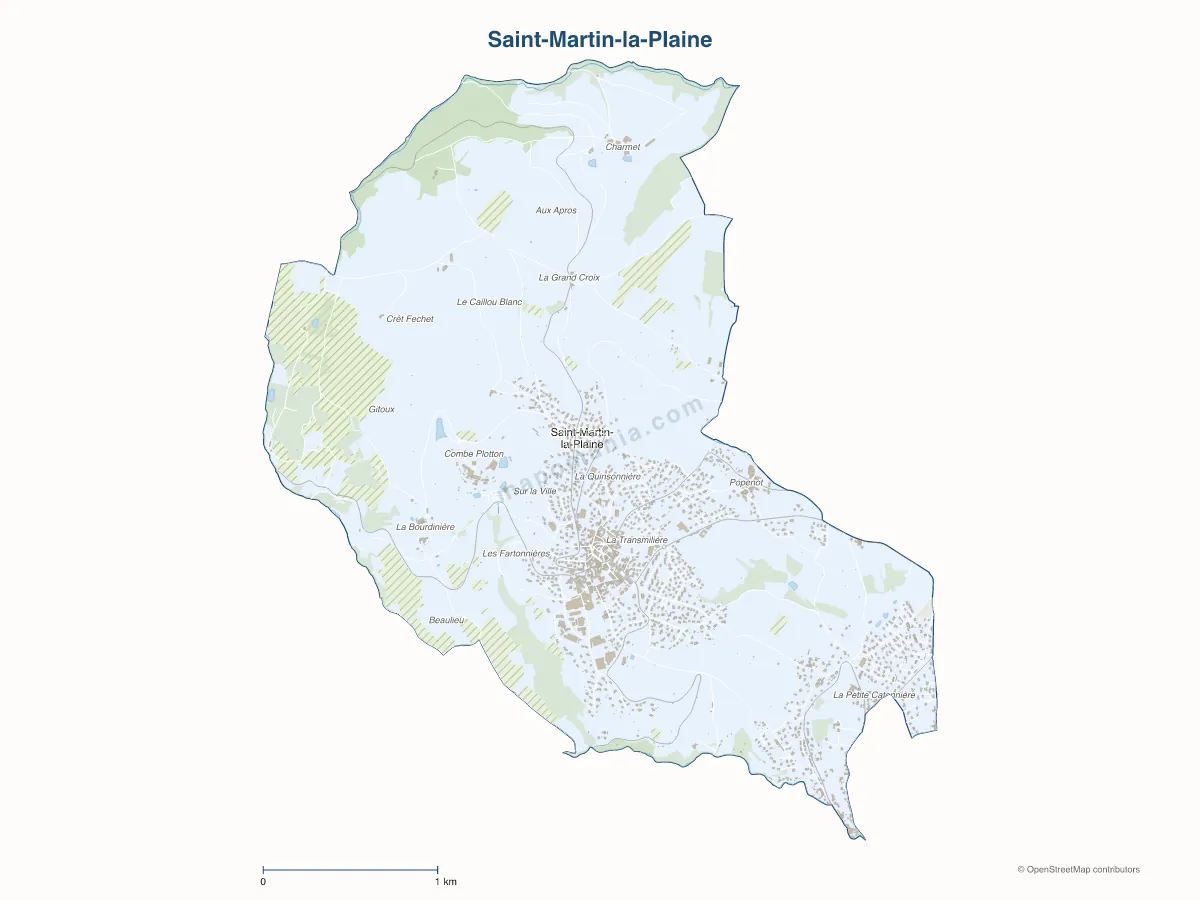 Carte de Saint-Martin-la-Plaine à personnaliser